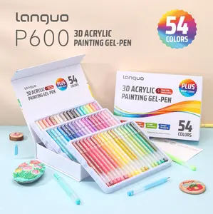 Languo Pro 54-Color Acrylic Markers with Rubber Grip, 0.7mm Soft Built-In Spring Tip, Leak-Proof Acrylic Ink, No-Bleed Ghosting Resistance, Buttery-Smooth Writing, Craft Carry Bag, Office Stationery for Teens (Ideal for Bullet Journaling)
