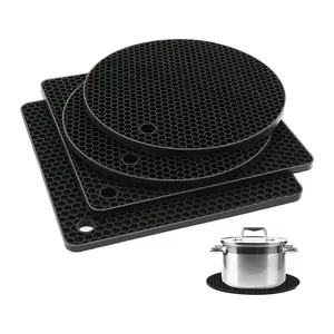 4-Pack Silicone Trivet Mats – Heat Resistant Non-Slip Hot Pads for Pots, Pans, Dishes, Countertops & Table, Food-Grade Kitchen Protection