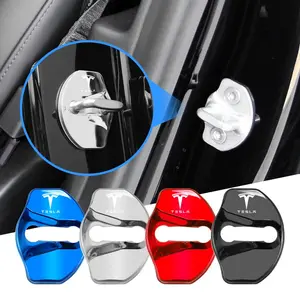 4Pcs Car Door Lock Cover Stainless Steel Protection Accessories For Tesla Model 3 Model S Model X Model Y Cybertruck Roadster SpaceX Automotive Accessories