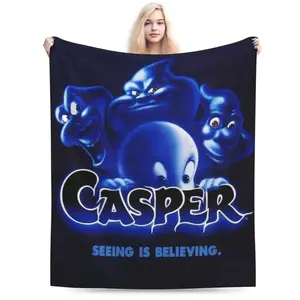 Casper Friendly Themed Printed Flannel Blanket - Soft and Warm - Perfect for the couch, bed, car, office or camping, an all-season gift
