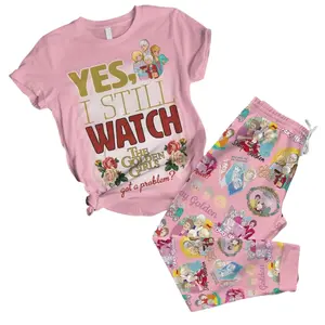GoldenGirls Themed Pajama Set – Graphic Shirt & Printed Pants- Comfortable Set for Nightwear