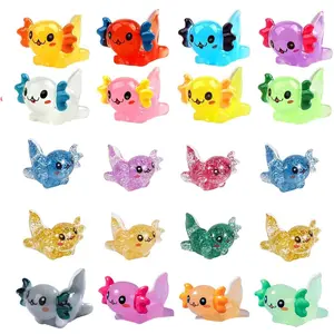 Mini Axolotl Ornament, Cute Animal Design, 12pcs/set Mini Axolotl Resin Charms, Little Axolotl Ornament Toy for Jewelry Making Garden Landscape Dollhouse Aquarium Decorations, Decor Figurine Ornaments Statues