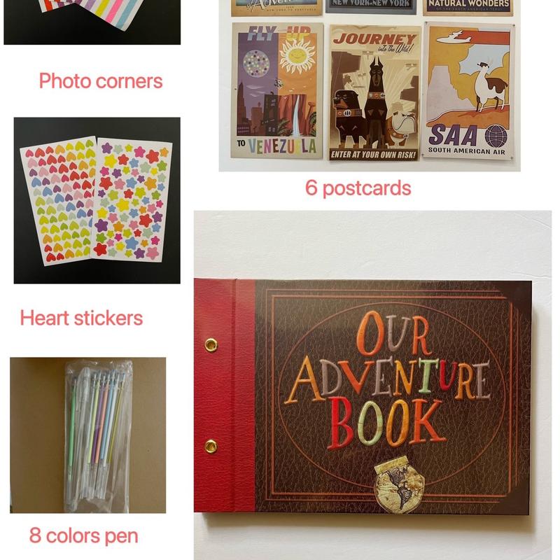 Our Adventure Book Scrapbook, Embossed Words Hard Cover Movie Up Travel Scrapbook