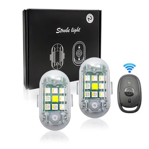 Anti-Collision LED Strobe Light with and Remote, Night Riding LED Lights for Cars, Motorcycles and Drones, Mini Car Emergency Strobe Safety Warning Light