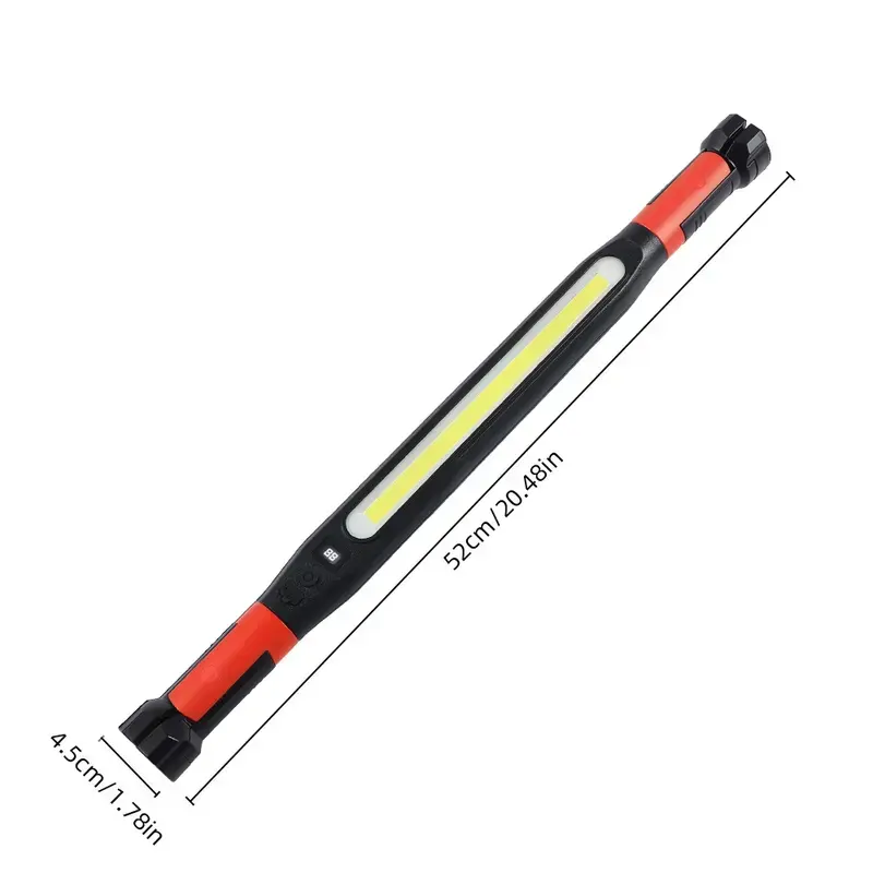 High-Lumen Brightness LED Car Repair Work Light - Portable Mechanic Light, Magnetic Flashlight with Hook, 3 Lighting Modes, Front Hood Tool, ABS Metal Construction, 4.5cm/1.78in W, 52cm/20.48in L, Automotive Essential LED Flashlights