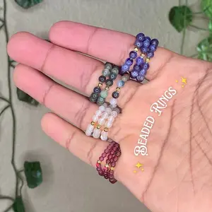 Stretchy Adjustable Mini Crystal Beaded Rings