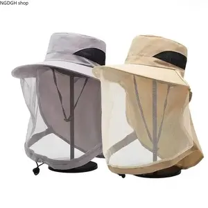 UV Protection Sun Hat with Mesh Face Net Men and Women, Breathable Sun Protection Fishing Hat with Mesh Face Cover, Bug Proof Outdoor Bucket Hat for Camping, Hiking, Gardening, Fishing and Summer Travel