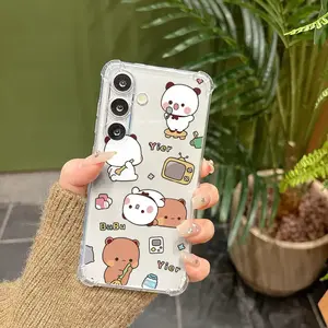 Cartoon Bubu Four-Corner Shockproof Phone Case for Samsung Galaxy , And A02, A04, A06, A10, A13, A15, A24, A33, A50, A51, A52, As Well As Galaxy A53, A54, A55, A70, A72, A73, M13, M10S, M20S, M42. A Transparent And Durable Phone Case.