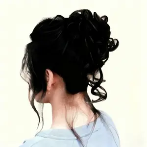 Messy Bun Hairpieces Wavy Curly Synthetic Updo Hairpieces Chignon Hair Bun Scrunchies Ponytail Extension for woman brunette Black