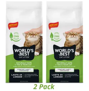 World's Best Corn Comfort Care Cat Litter, Unscented, 28 lb, 2-Pack, Low Dust Cat Litter, Fast Clumping, Automatic Litter Cleaner, #DealsForYouDays #TikTokShopDealsforYouDays #SummerWins