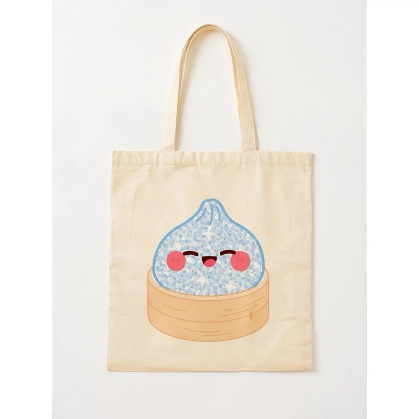 Women's Squishy Tote Bag - Blue Dumpling Design, Beige Color, Unique Everyday Use Luggage & Bag
