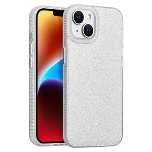 Apple iPhone 15 (6.1) / iPhone 14 (6.1) / iPhone 13 (6.1) - Silver Glitter Hard Case with Clear TPU Edge Bumper
