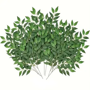 12 Pcs Italian Ruscus Greenery Stems Artificial Silk Greenery Leaves Garland Vines Hanging Spray for DIY Wedding Arch Bouquet Filler Table Centerpieces Home Indoor Decor