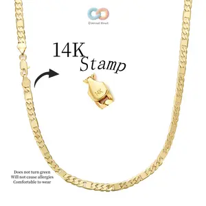 New Figaro Chain 14K Gold-Plated Necklace for Men-3mm/5mm Wide ltalian-Style Cuban Link Tarnish-Free Nanotech Coating Minimalist Layering Gift