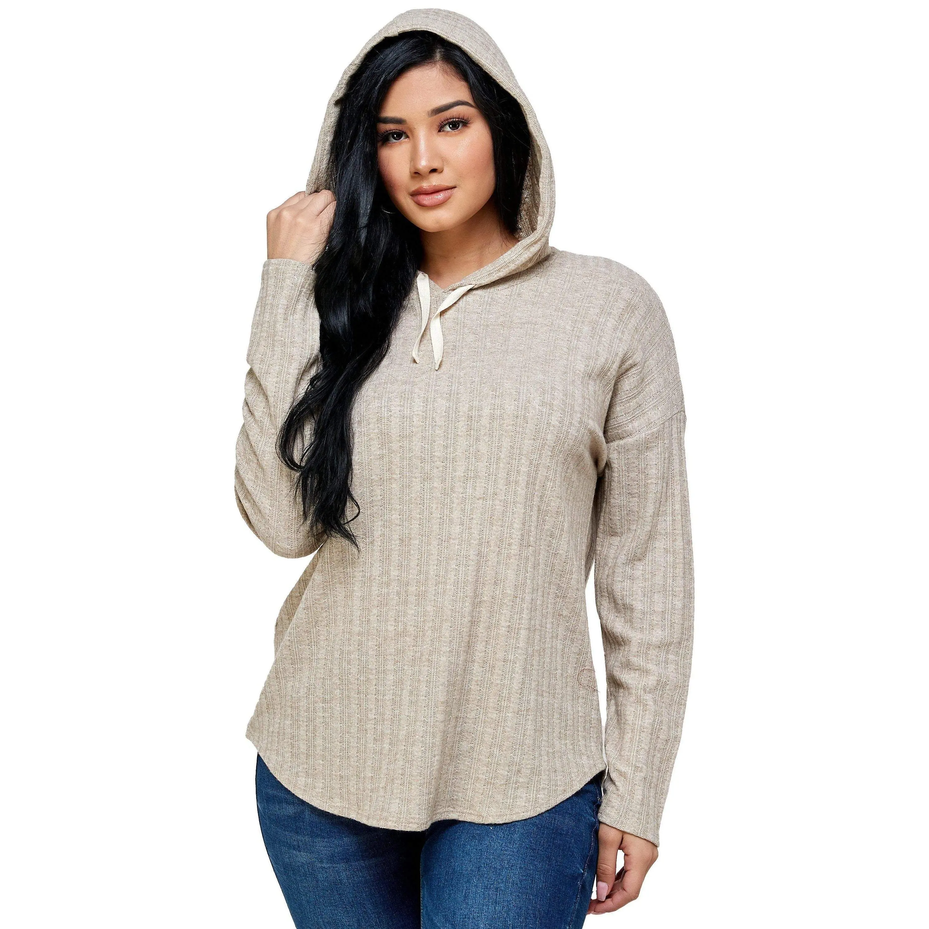 Hooded Tops Knit Sweater Hoodie Top