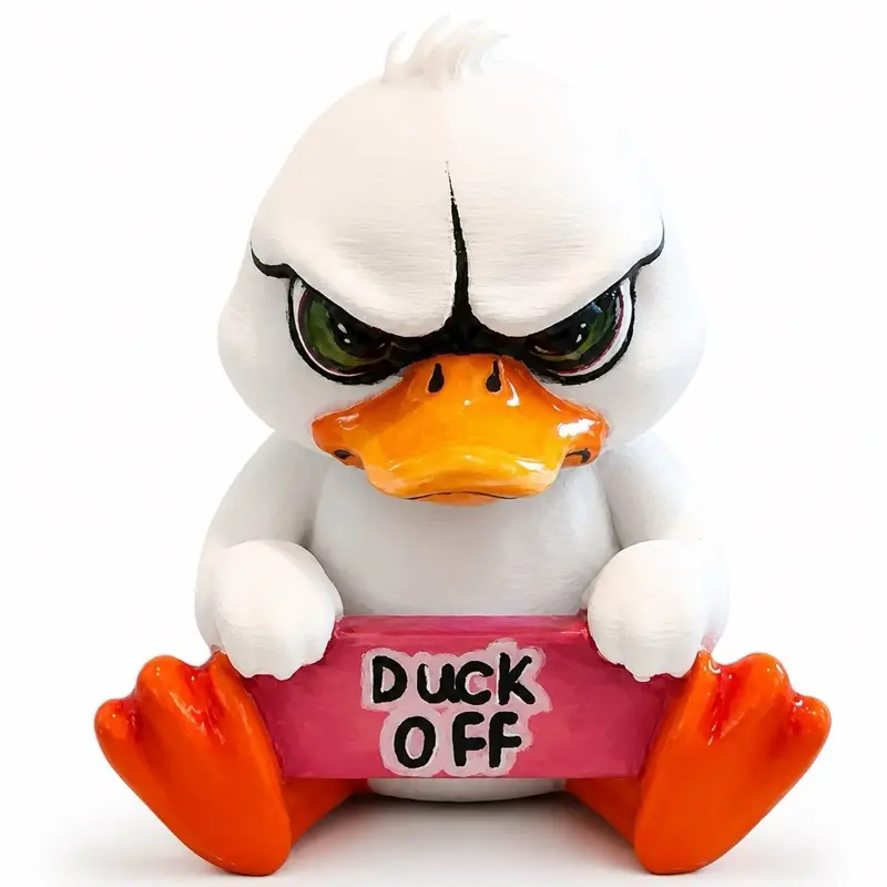 Funny Grumpy Duck “Duck Off” 3D Printed Desk Decor – Unique Gag Gift
