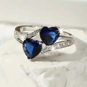 Double Heart Sapphire Ring