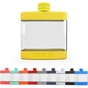 6 oz Hip Flask for Liquor - Undetectable Shatterproof Alcohol Flasks with Clear Tritan Plastic and Silicone Grip - Flask Gift for Men & Women - Yellow