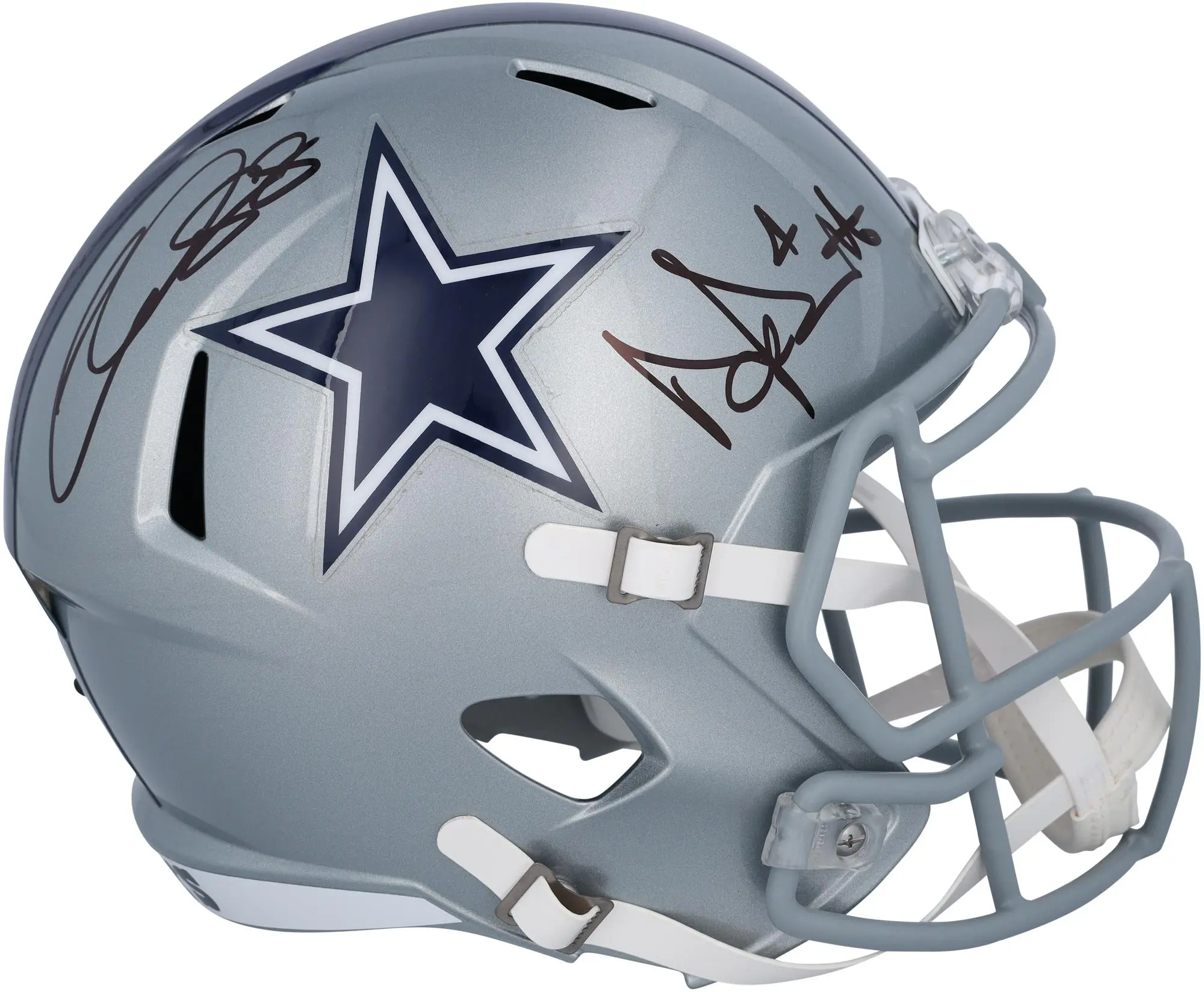 CeeDee Lamb and Dak Prescott Dallas Cowboys Autographed Riddell Speed Replica Helmet - Fanatics Authentic Certified