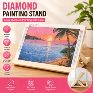 Adjustable Wooden Diamond Painting Easel Stand - Desktop Holder for Diamond Art, Drawing