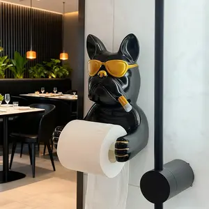 Creative Bulldog Tissue Roll Holder, Bathroom & Kitchen Wall Decor, Bathroom Decorations