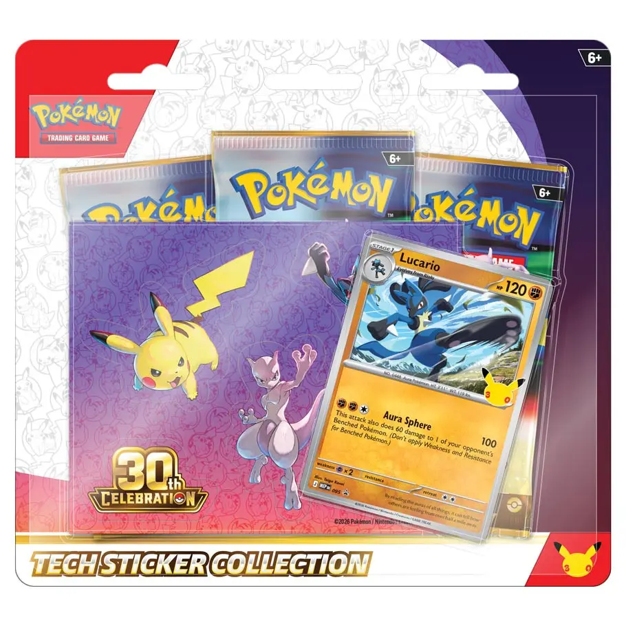 Pokémon TCG: 30th Celebration: Tech Sticker Collection (3-packs inside) (Styles Vary)
