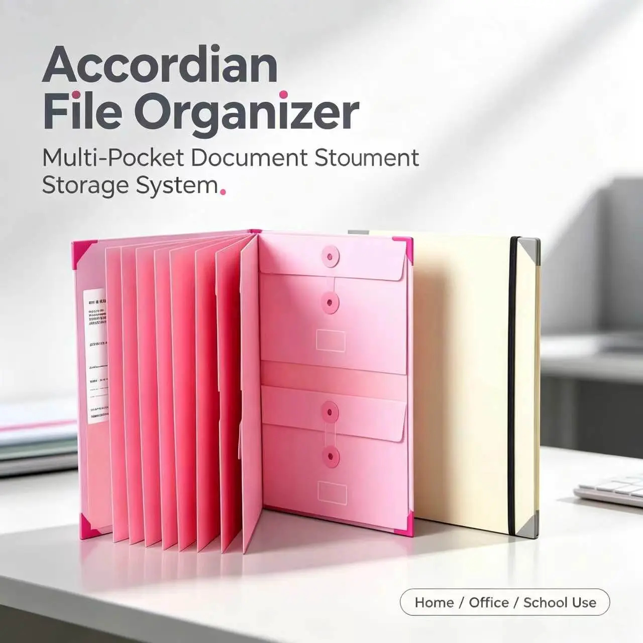 Multi-Pocket Manila Accordion Folders, Office Filing Folder for Passports, Birth Certificates & Paperwork, Home & Office Document Storage Organizer