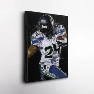 Marshawn Lynch Wall Art ? Seattle Seahawks Canvas Print, NFL Football Decor, Framed Poster Gift for Fan Room, Man Cave, or Office ( Unframed - Print Only )