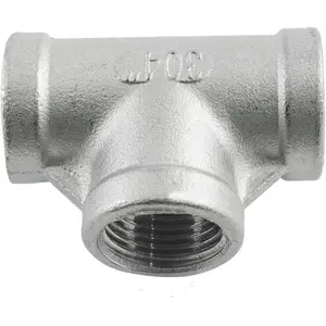 heyous 304 Stainless Steel Female Threaded 3 Way Tee T Pipe Fitting NPT 1/2 Inch Threaded Connector