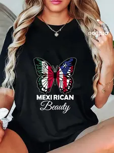 100% Cotton Unisex Mexirican Beauty Butterfly Heritage Mexican Puerto Rican T-Shirt