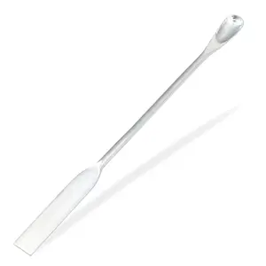 Double Ended Micro Lab Scoop Spoon Half Rounded/Flat End Spatula, Stainless Steel