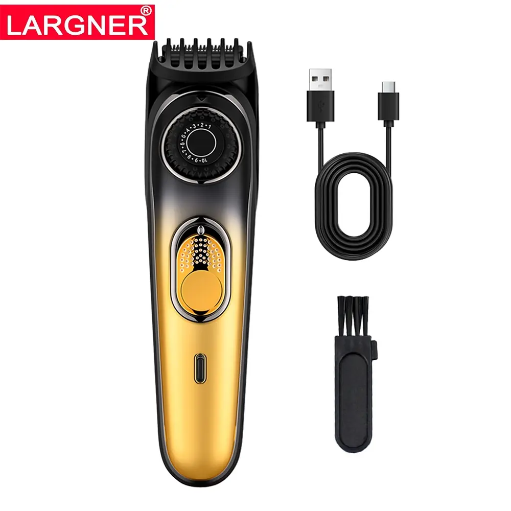 Largner Rechargeable Professional Men's Hair Clipper & Trimmer Set, Cordless Beard Grooming Kit with T-Line External Mustache Trimmer
