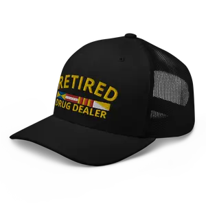 RIVEMUG Retired Drug Dealer Premium Trucker Hat Mid Crown Curved Bill Adjustable Cap
