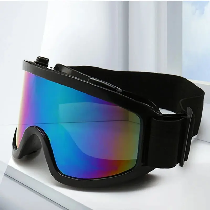 Unisex Streamlined Sports Goggles, Over The Glasses (OTG) Windproof Eyewear with High-Clarity PC Lens and Adjustable Band for Cycling & Skiing, Cycling Gear