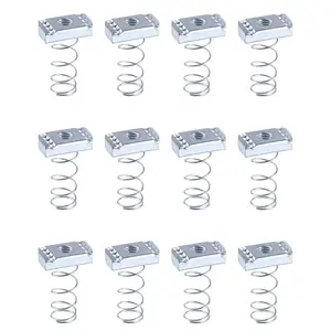 Strut Channel Nuts, 12 Pack 1/4-20 Spring Channel Nuts, Carbon Steel with Galvanised Surface, Long Spring Nuts Great for Use with Strut Channel(or 3/8-16)