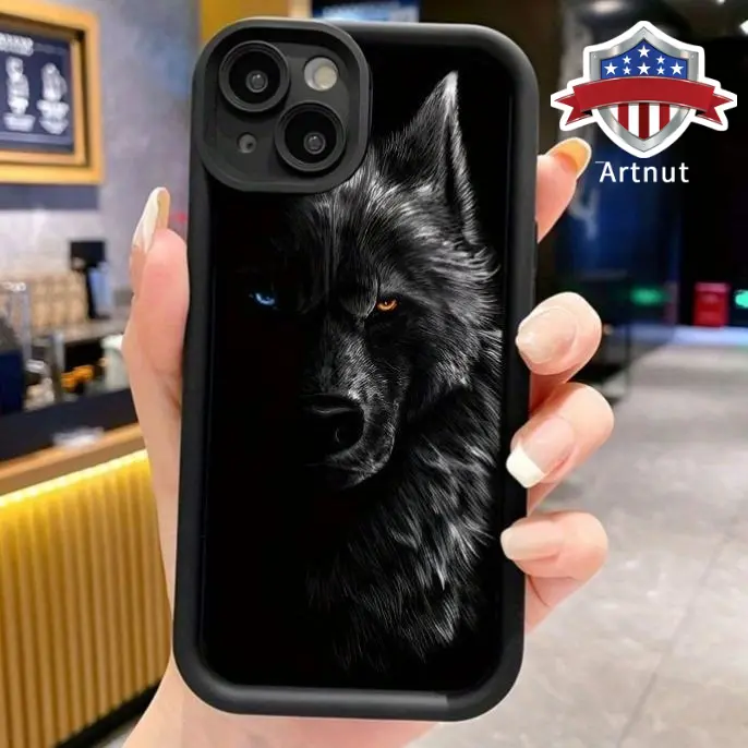 1.2mm Soft Silicone Non-Slip Durable Mobile Phone Case with Wolf Pattern, Full Body Protection, Shockproof, Scratch Resistant for iPhone Series (17,16 Pro Max,15 Plus,14,13,12,11,Air,XR,XS) - Gifts for Women Men, Silicon, Anti-Slip Surface