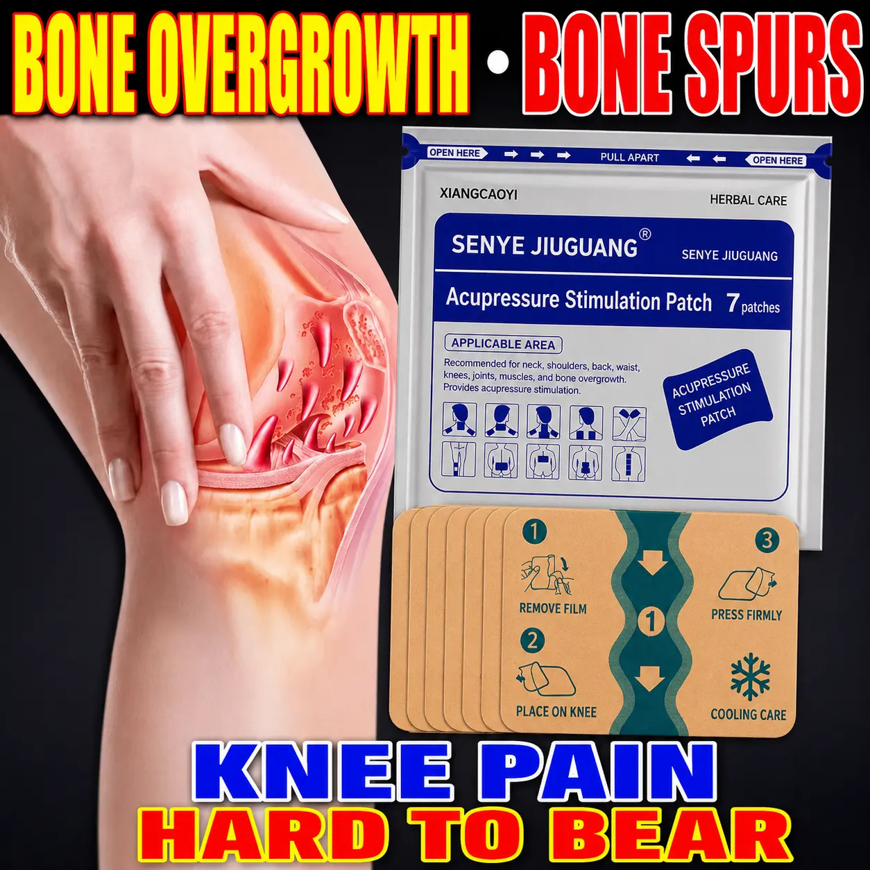 Daily Use Herb-Based Heat Pack Knee Care Patch - Hot Compress Pad, Thermal Warm Relief for Knee Pain, Tightness, Soreness, Swelling, Stiffness, Reduced Flexibility, Stair-Climbing & Walking Discomfort, Easy Apply for Home Use