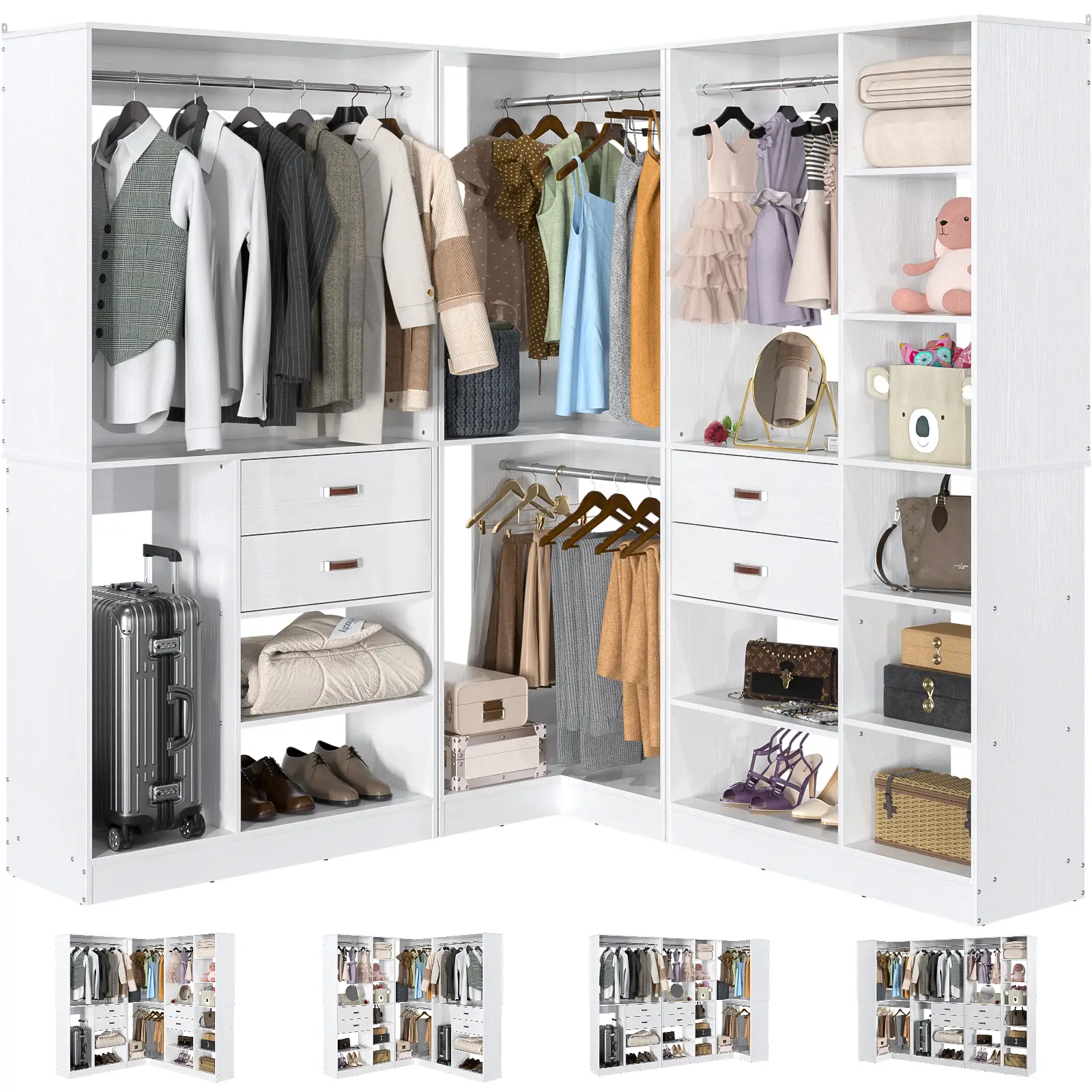 Free Combination Closet System F/ Walk-in Closet Organizer Clothes Rack Wardrobe