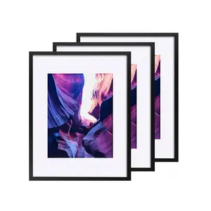 12x16 Frame Black 3 Pack, Large Wall Gallery Photo Frame Display Photos 8.5 X 11 With Mat Or 12 X 16 Without Mat,Picture Frames 12 X 16 For Horizontal Or Vertical Wall Mounting