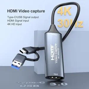 4K 30FPS HDMI Video Capture Card, USB 3.0 with Type-C Video Recording Card for Gaming, Live Streaming, TV, Windows Mac Android, Works with OBS, VLC, PS5, Switch, Xbox