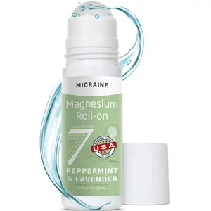 Seven Minerals Migraine Roll On Stick with Magnesium, Peppermint & Lavender - Natural Tension Headache Relief with Real Magnesium, Not Just Oils, USA Made, 3 Fl Oz