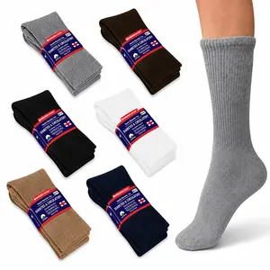 DIAMOND STAR Wholesale Bulk Lots Diabetic Socks, Non-Binding Circulatory Cushion Cotton Crew Diabetic Socks for Men Women Menswear 1-5 Dozen Crewsocks