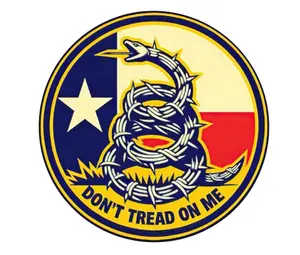 Don't Tread On Me Texas Flag Barbed Wire Snake Stickers 3" Set of 4