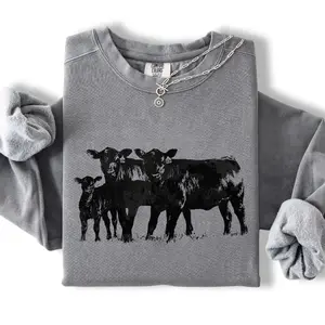 Comfort Colors Cow Sweatshirt, Angus Cattle Graphic Pullover, Country Farm Animal Crewneck, Ranch Life Western Top, Cow Lover Gift