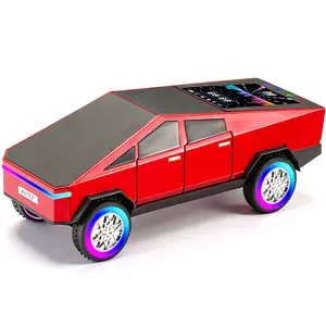 WSTER WS-580L PickUp Truck Model Bluetooth Speaker-LED Wheels Cybertruck Style Rechargeable Portable Audio with USB TF AUX FM TWS Stereo Sound Great for Indoor Outdoor Parties Perfect Birthday and Father's Day Gift Connection Wireless Speaker