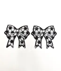 Soccer Sequins Side Bows Patch