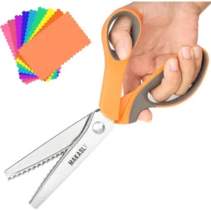 Pinking Shears Fabric Craft Scissors Decorative Edge Zig Zag Professional Sewing Shear for Fabric Leather Paper Orange