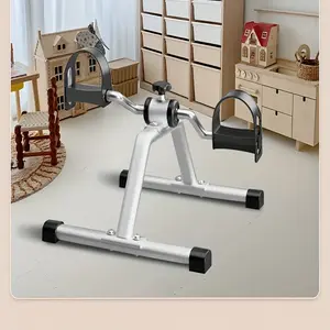 Adjustable resistance portable exercise bike with dual handlebars and pedals - perfect for home workouts, rehabilitation training, made of white PP material.
