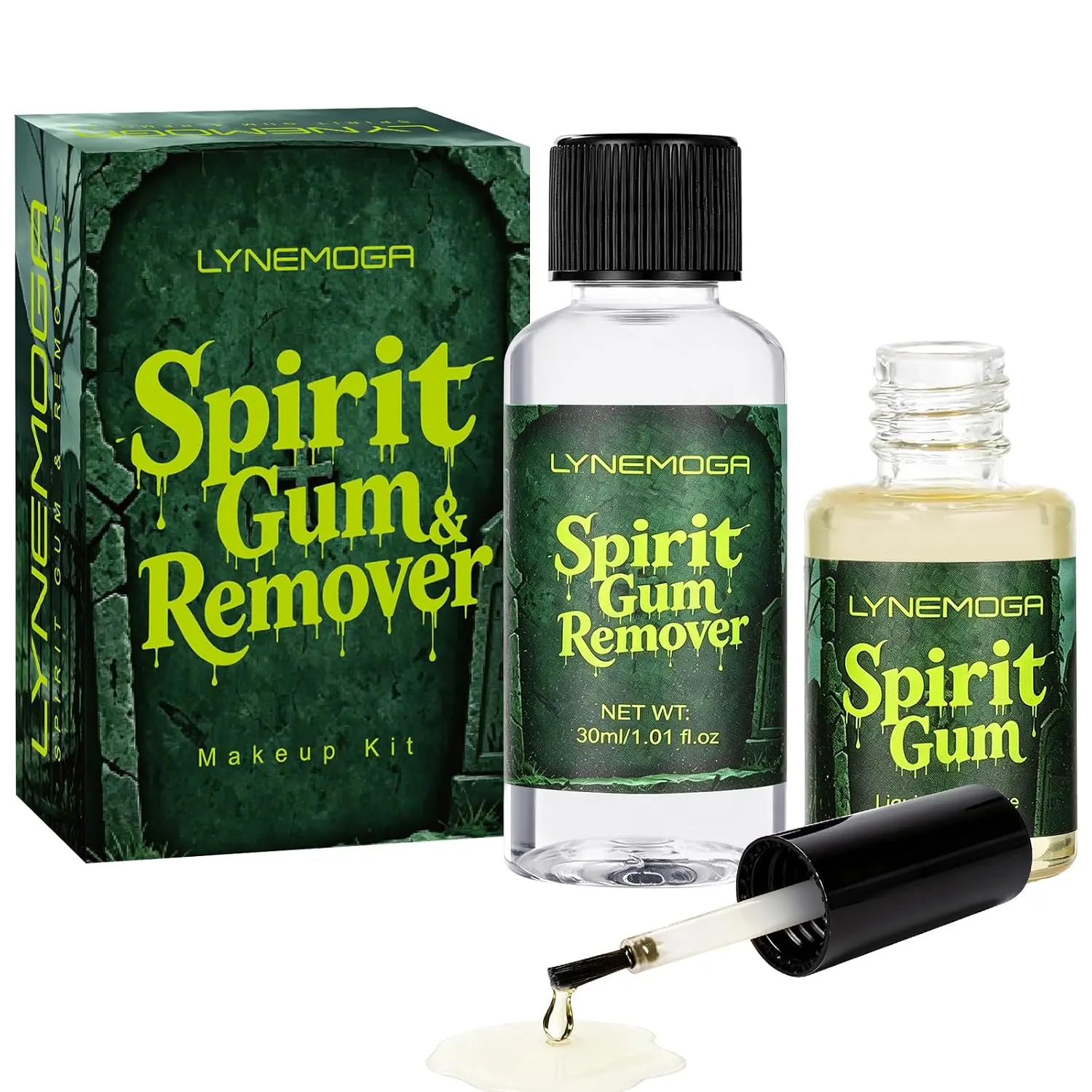 Spirit Gum & Remover Combo Kit for Hallowmas Cosplay Makeup | Professional Cosmetic Glue for Face, Skin, Body, Stage SFX Prosthetic for Cosplay Party Theater Costumes Film