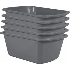 Rectangular Plastic Wash Basins - 5 Pack, Small 7 Quart Graduated Bucket - Portable Washbasin for Washing, Cleaning, Foot Bath, Dishes, Face Cleansing Bowl